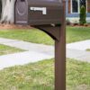 Decorative background of the side of brown landover mailbox post