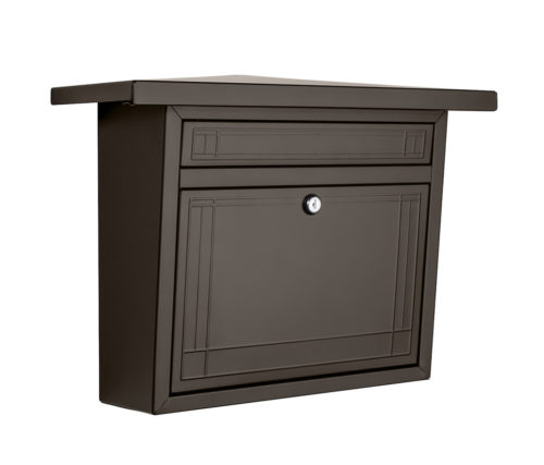 Side of bronze wall mount mailbox