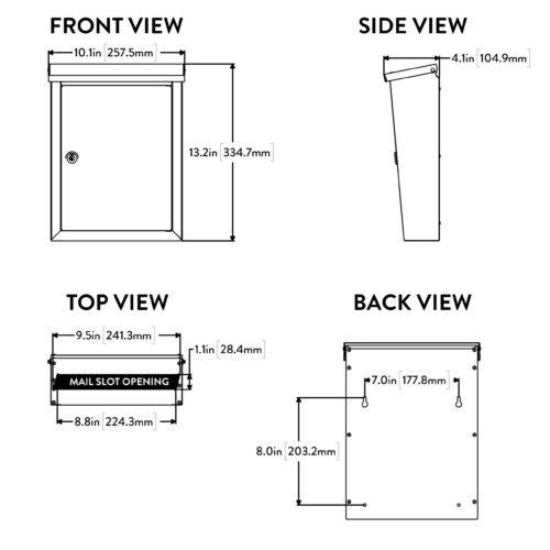 Diagram of Regent locking wall mount mailbox