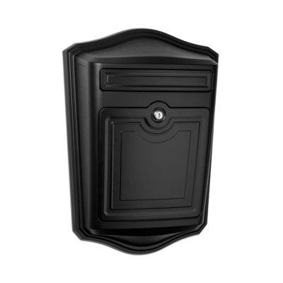 Front of black wall mount mailbox