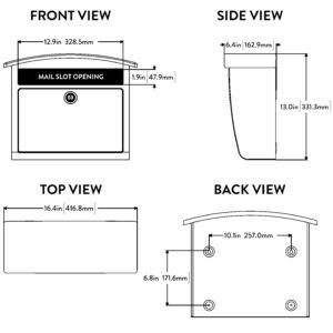 Diagram of Dal rae locking wall mount mailbox