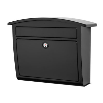 Front of black wall mount mailbox