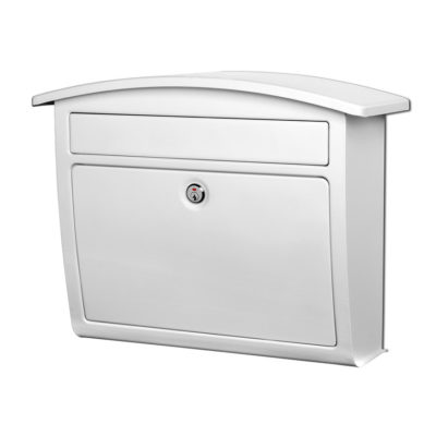 Front of white wall mount mailbox