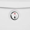 Zoomed in image of silver lock on white wall mount mailbox