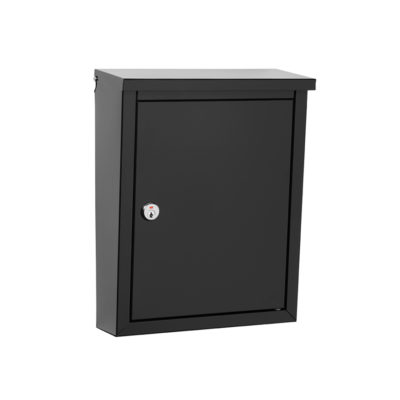 Front of black wall mount mailbox