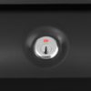 Zoomed image of lock on black wall mount mailbox