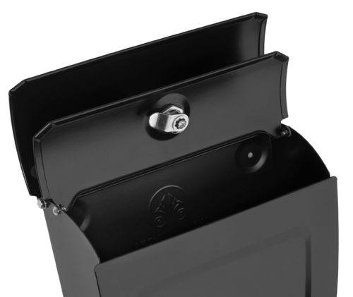 Open black wall mount mailbox