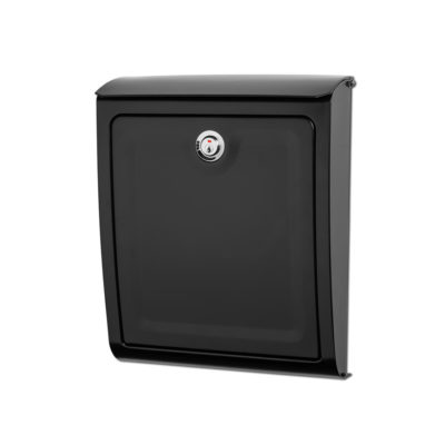 Black wall mount mailbox with silver lock