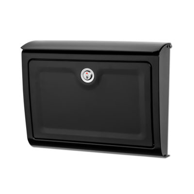 Front of black wall mount mailbox