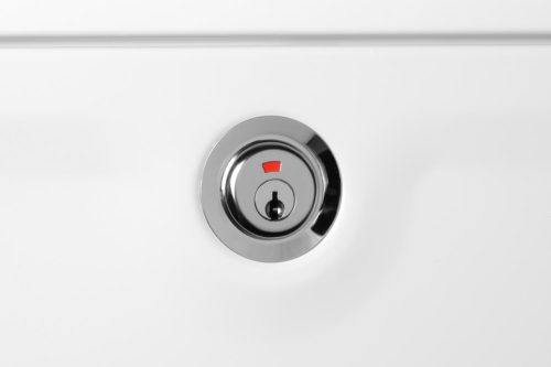 Zoomed image of white wall mount mailbox