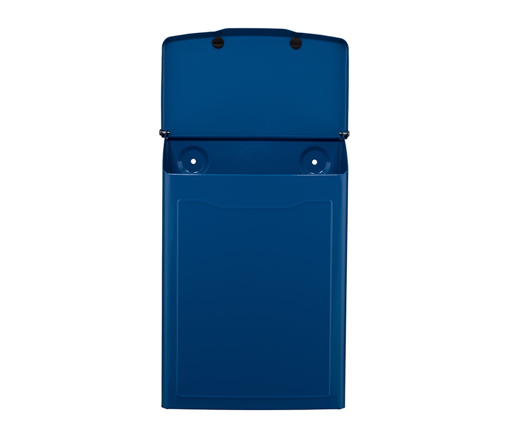Open blue wall mount mailbox