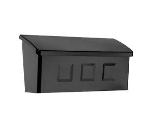 Side of black wall mount mailbox