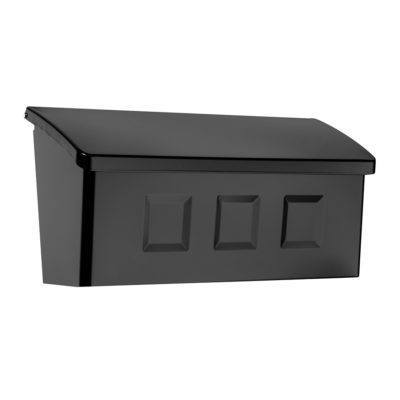 Side of black wall mount mailbox