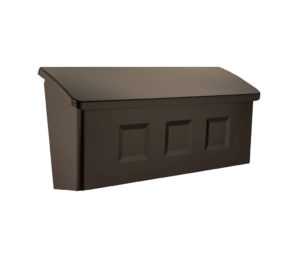 Side of brown wall mount mailbox
