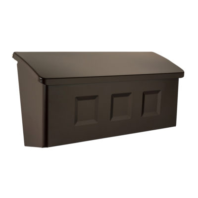 Side of brown wall mount mailbox