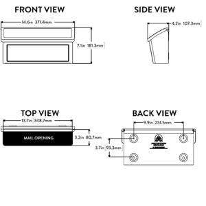 Diagram of Venice wall mount mailbox