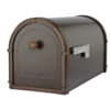 Brown mailbox with gray flag