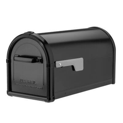 Black Decorative Mailbox with Silver Flag