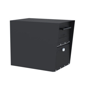 Side of black wall mount mailbox