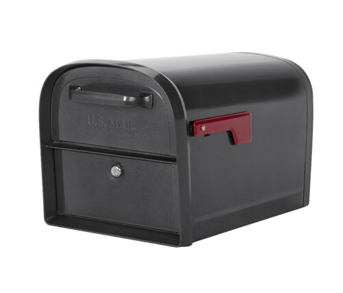 Pewter Locking Mailbox with Red Flag