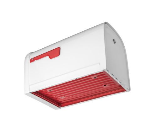 Red bottom of white mailbox with red flag