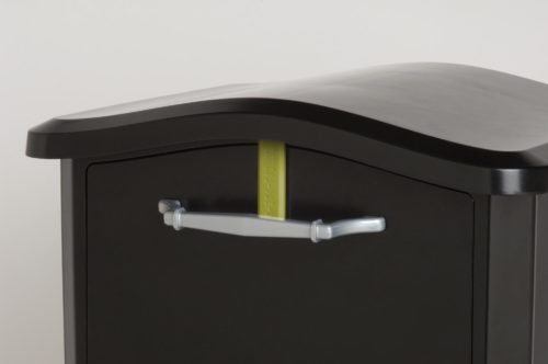 Black drop box with yellow lock