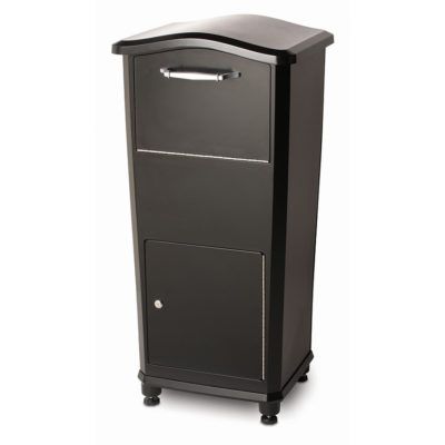 Black drop box with silver handle