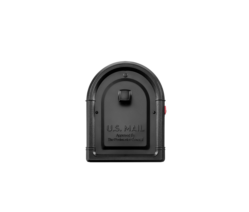 Black mailbox with square handle
