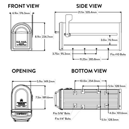 Diagram of the chadwick post mount mailbox