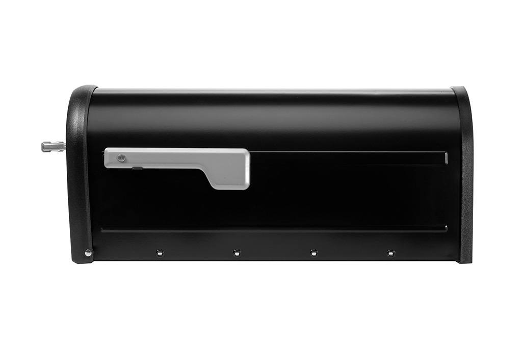 Black mailbox with silver handle