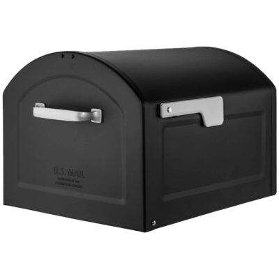Extra Large Black Mailbox with Silver Handle and Flag