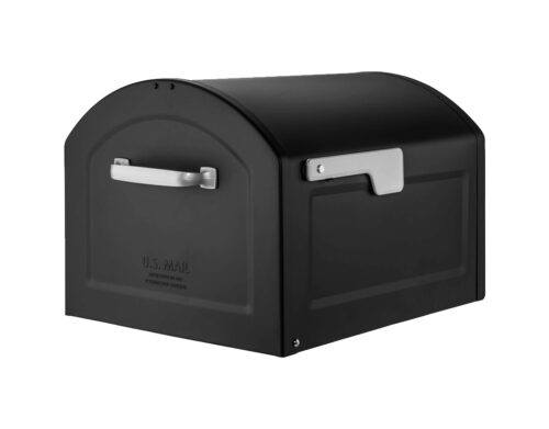 Extra Large Black Mailbox with Silver Handle and Flag