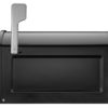 Black mailbox with silver flag raised