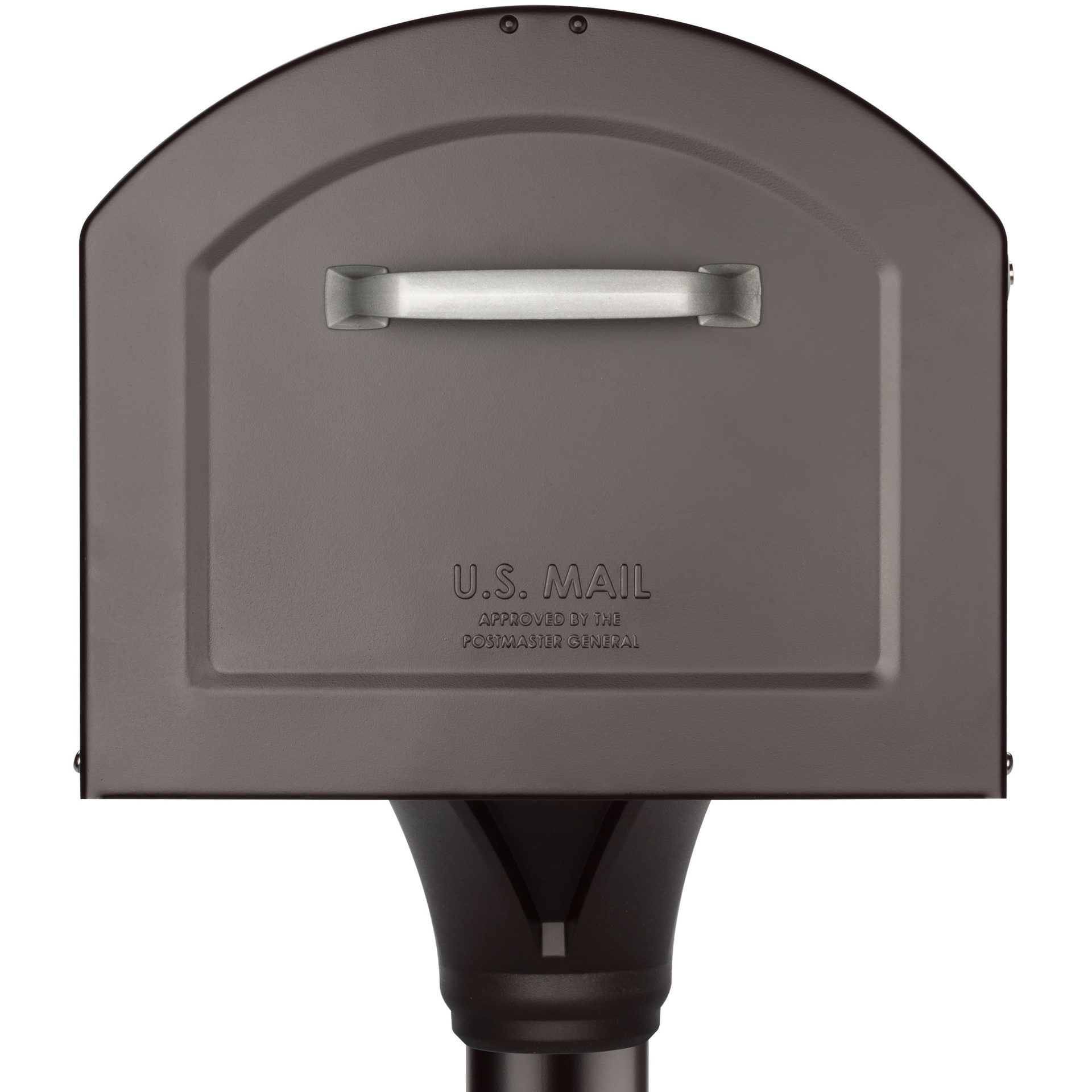 Front view of black mailbox