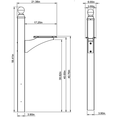 thumbnail image 2 of Architectural Mailboxes Landover Aluminum Post - Black Rust-Resistant Mailbox Post 2 of 5