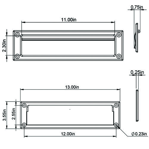 MS00 Mail Slot Product Dimensions