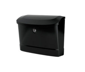 Side of black wall mount mailbox