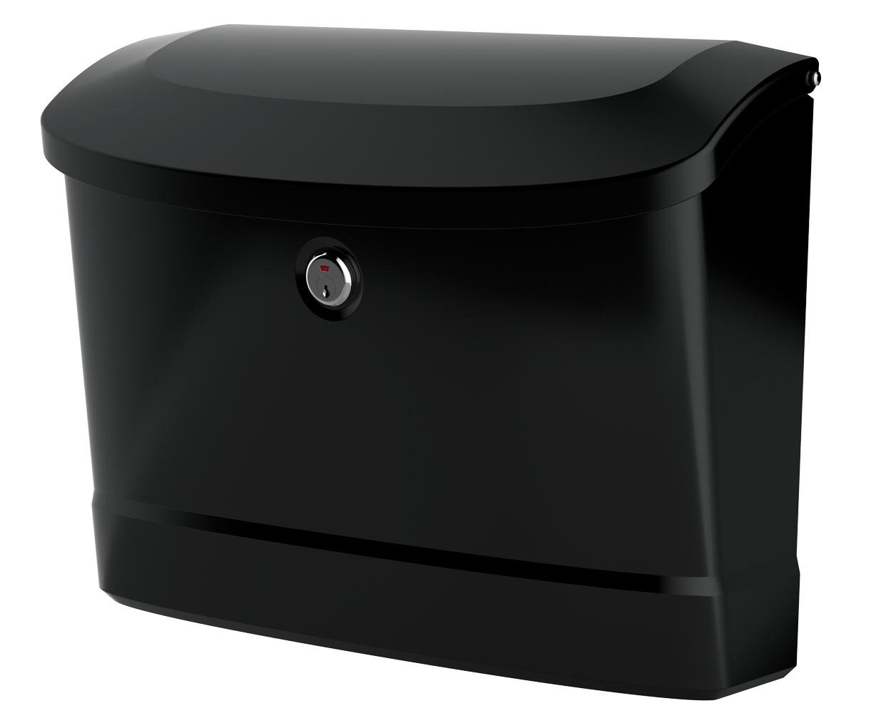 Side of black wall mount mailbox