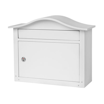 Front of white wall mount mailbox