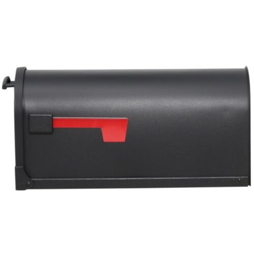 Black Mailbox with Red Flag