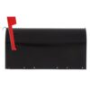 Side of Black Mailbox with Red Flag Raised