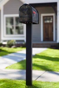 Front of Black Mailbox with Red Flag