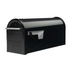 Black Mailbox with Silver Flag