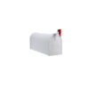 Side View of White Post Mount Mailbox with Red Flag Raised