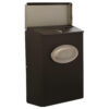 Side of brown wall mount mailbox with flap open