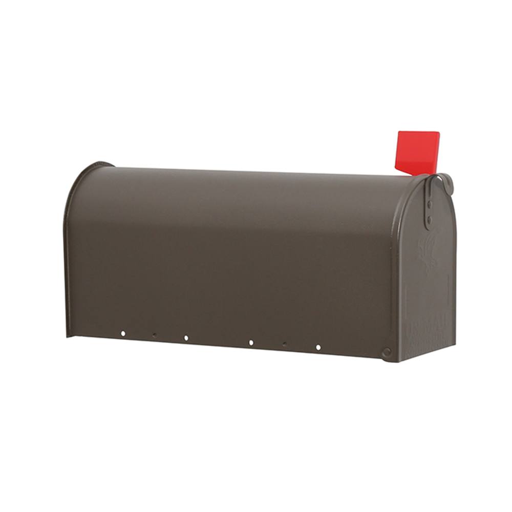 Brown Mailbox with Red Flag