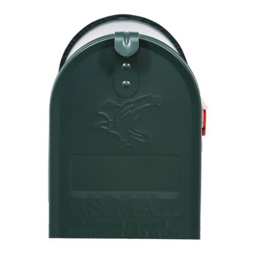 Front of Green Post Mount Mailbox