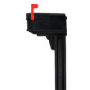 Side of Black Mailbox Post Kit with Red Flag Raised