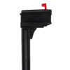 Side of Black Mailbox Post Kit with Red Flag Raised