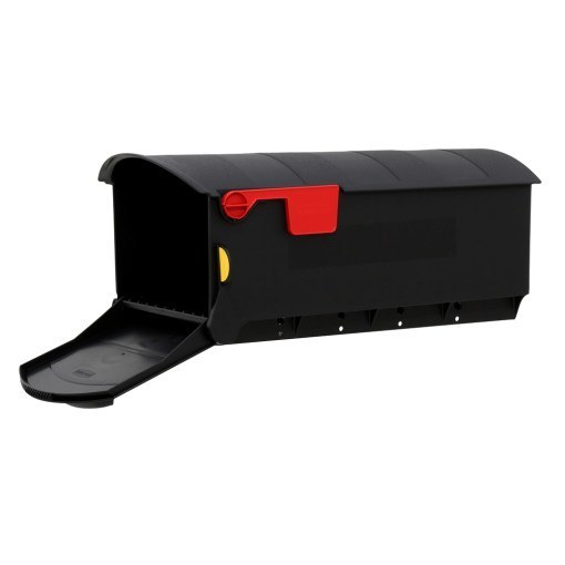 GMB515B01_Alt_3 Open Black Post Mount Mailbox with Red Flag